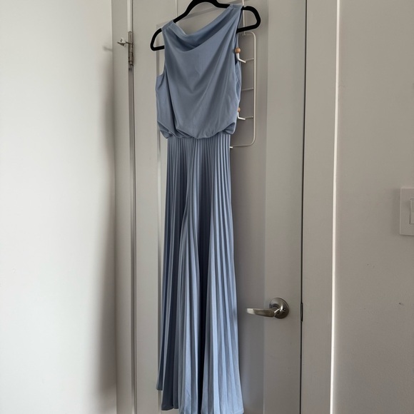 Vintage 1960s pastel sky blue mod pleated wide leg jumpsuit - XS - Picture 2 of 8